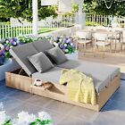 Outdoor Double Daybeds, Patio Reclining Chairs w/ Adjustable Backrest & Seat