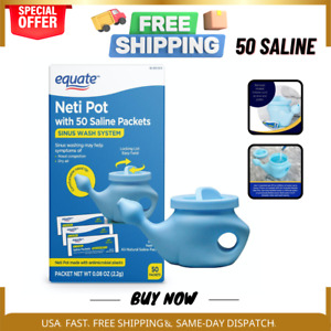 Equate Neti Pot with 50 Saline Packets Nasal Wash System for Sinus Congestion