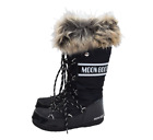 Moon Boots Size 5  Womens Snow Boots Black Lace up Winter Faux Fur Trim