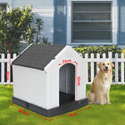 Dog House Kennel Pet Outdoor Heavy Duty Doghouse Shelter Water Resistant Grey