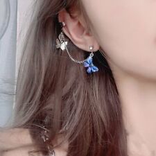 Charm Butterfly Insect Crystal Earrings Dangle Drop Ear Clip Women Jewelry Gifts