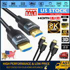 HDMI CABLE 8K 4K 1080P HIGH SPEED with ETHERNET 6/10/15ft for HD LAPTOP LOT BULK