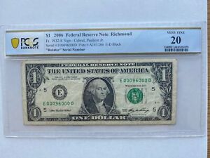 2006 $1 Federal Reserve Note with Fancy Serial Number (Rotator)