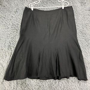 Lane Bryant 100% Linen Skirt Women's 18/20 Black Godet A-Line Pull On Elastic