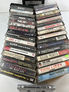 Lot Of 37 Heavy Metal Rock Cassettes Slaughter Slayer Wasp DIO DRI Iron Maiden