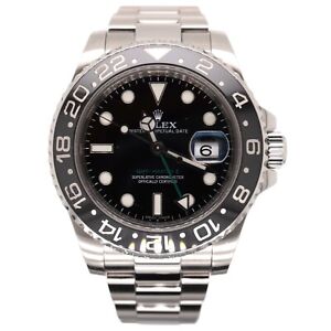 Rolex Mens 40mm GMT-Master II Ceramic Black Dial Stainless Steel Watch 116710LN