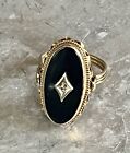 Vintage Ladies Vintage Diamond Ring 14K Black Onyx Size 5.75