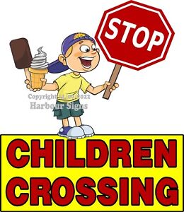Children crossing DECAL Ice Cream Food Truck Concession Sticker (Choose Size)
