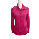 Talbots Pure Merino Wool Cardigan Button Wide Collar Pockets Pink Size S EUC