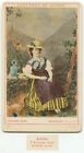 Switzerland woman in native costumes antique hand tinted CDV photo
