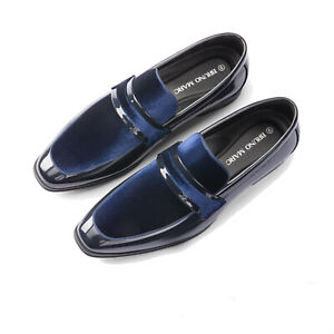 Men's Tuxedo Patent Vegan Leather Loafers Velvet Slip-On Dress Shoes Size 8-13