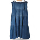 Vintage Maxi Tiered Denim Skirt Women's M/L Blue USA Western Pull on