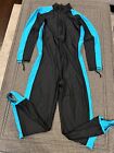 Mens Full Body Dive Jock Zentai Thin Shiny Spandex Suit Bodysuit Teal Black L