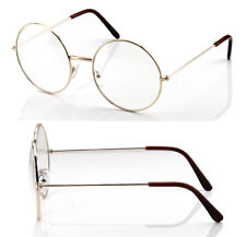 Men Women Fashion Round Clear Lens Eye Glasses Metal Frame Large Geek Big Retro
