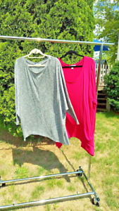 LOT OF 2 Sejour Womens Loose Comfy and Stretchy Gray and Pink Tops Plus Size 3X