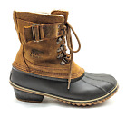 Sorel Waterproof Lace-up Suede Ankle Snow Boots Plush Lined Brown Womens 7.5