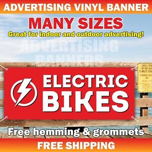ELECTRIC BIKES Advertising Banner Vinyl Mesh Sign Rental Bicycle Scooter Shop