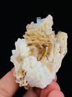 Unusual AQUAMARINE TOPAZ Crystals Host on Golden MUSCOVITE and ALBITE From PAK
