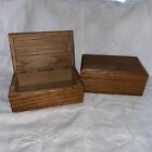 Two Native Wood Boxes Ozark Harvest Oak w/ Hinged Lid USA 6” X 3.75” X 2.5”