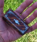 Fine ca. 1890 French Table Snuff Box Faux Woodgrain Painted w Pewter Inlay