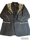Scully Jacket Mens 44 L Black W/ Gold Embroidered Floral Blazer Suit Western EUC