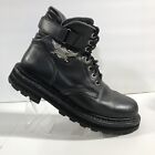 Harley Davidson Black Lace Up Motorcycle Boots Leather Boots Womens Size 8.5