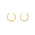 14K Gold High Polish Basic French Lock Hoop Earrings - Jewelry for Womens/Girls