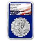 2023-W Burnished $1 American Silver Eagle NGC MS70 ER Flag Label Blue Core