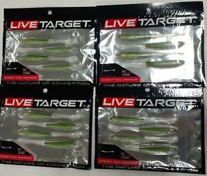 4 Packs, Live Target Slow Ghost Tail Minnow Swimbait 4 1/2