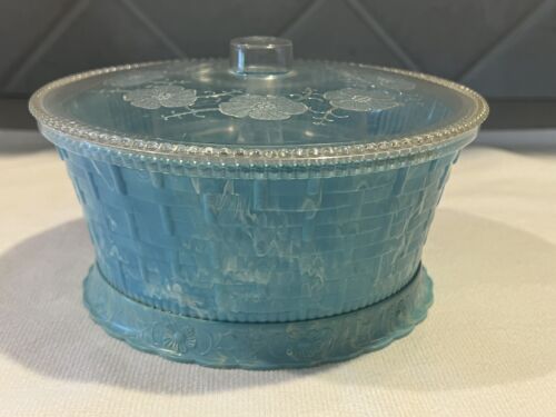 Vintage Hommer Blue Plastic Sewing Basket Box