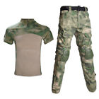 Outdoor Mens Combat T-Shirt Cargo Pants Sets Army Tactical Military Uniform Camo
