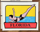 Original Vintage FLORIDA TRAVEL Water DECAL dive pinup bikini swim atlantic GGA