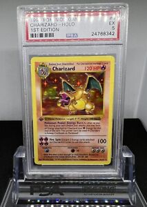 1st Edition Shadowless Charizard Holo 4/102 PSA 5 Rare Thick Stamp!🔥