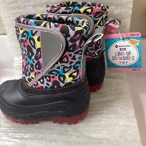 Kids Light Up Insulated Snow Boots -10° Cold Rated Warm Cozy Lining Size 7/8