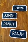 RAINAH LOT OF 4 USED EMBROIDERED SEW ON NAME PATCH TAGS