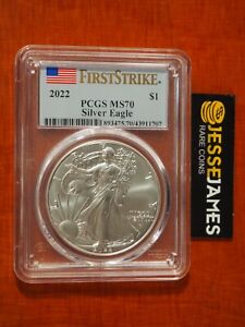 2022 $1 AMERICAN SILVER EAGLE PCGS MS70 FLAG FIRST STRIKE LABEL