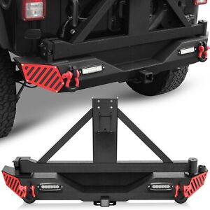 Rear Bumper with Spare Tire Carrier for 2007-2018 Jeep Wrangler JK JKU Off-road (For: Jeep)