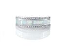 Women's 925 Sterling Silver Cz Created Blue And White Opal Band Ring Sizes 6-9