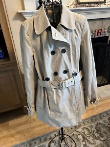 NICE Ann Taylor Loft Khaki Double Breasted Womens Belted Trench Coat Size 12