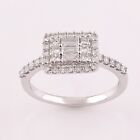 0.75 Ct Natural Diamond Engagement Womens Halo Ring Solid 14K White Gold