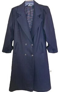 Jofeld Coat Womens Navy Double Breasted Size M Thick Gold Metal Buttons USA VTG
