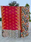 Vintage Kantha Blanket Bedspread Indian Handmade Quilt Throw Cotton Ralli Gudari