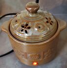 Yankee Candle Electric Brown Flower Ceramic Lid Crockpot Scented Wax Warmer 12W