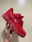 Air Force 1 Custom Low Triple Red 🔴 White Line Splatter Painted Shoes All Sizes