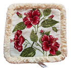 NEW Handmade Wool Needlepoint Throw Pillow Cover Tropical Hibiscus Flowers 14