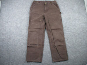 Carhartt Pants Adult 33x30 (Tag 33x34) Brown Double Knee Duck Canvas Grunge Mens