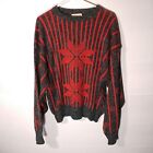 Vintage 90s Campus Womans XL Gray Red Snowflake Floral Christmas Wool Sweater