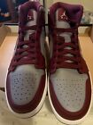 AIR JORDAN 1 Mid Cherry Wood Red White Nike shoes men size 12 New in Box