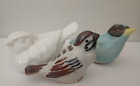 vintage ceramic small beautiful birds lot of 3 knick knack animal shelf decor
