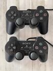 Sony PlayStation PS2 DualShock 2 OEM Original Wired Controller Black Lot of (2x)